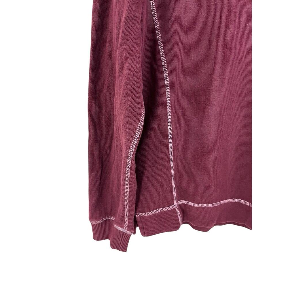 Eddie Bauer Men’s Pullover 1/4 Zip Mock Neck Burgundy Medium Cotton Sweatshirt - Picture 9 of 12